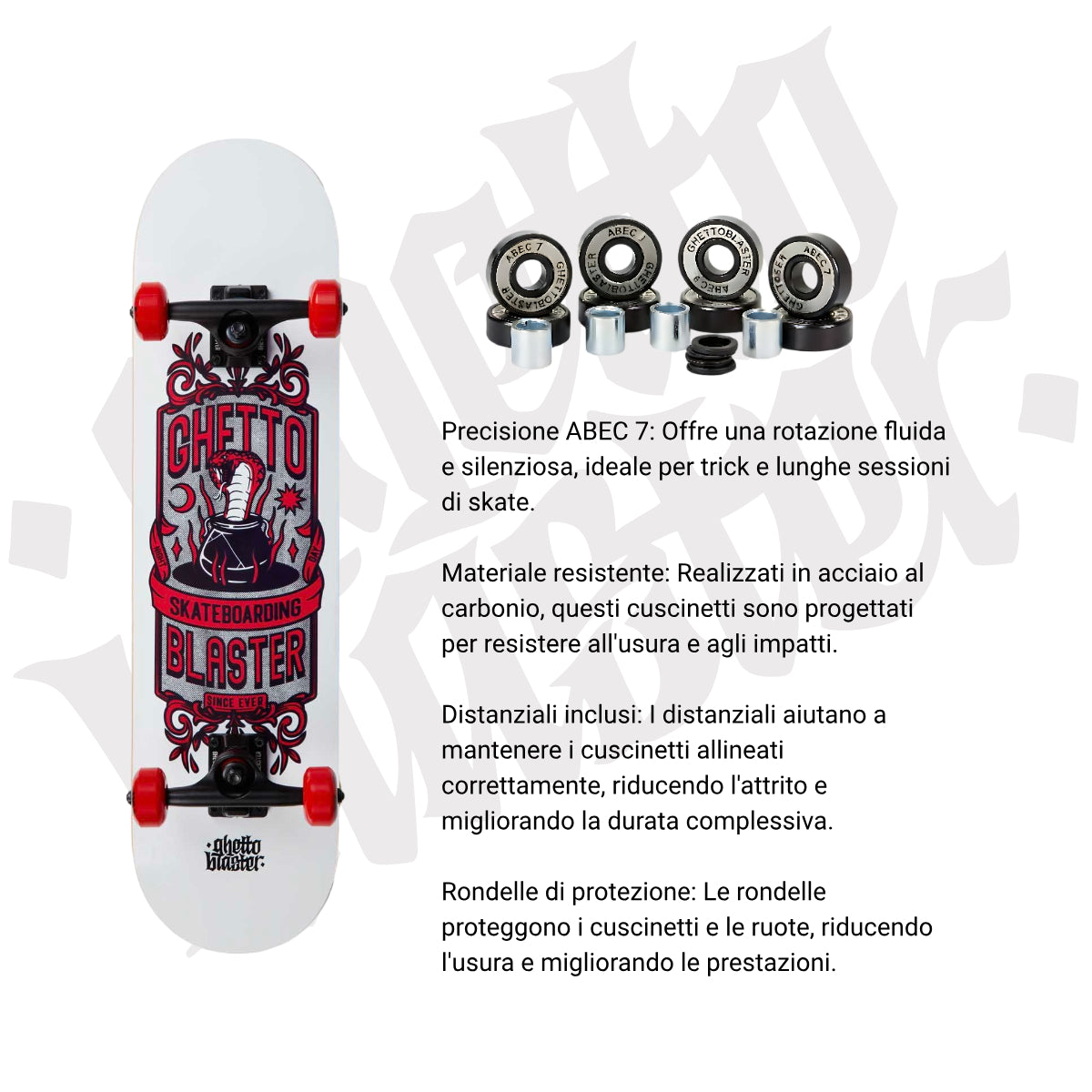 Skateboard Ghettoblaster per iniziare Kobra Red 7.80"