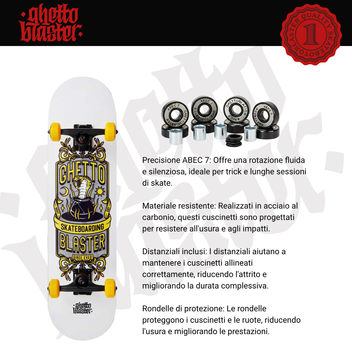 Skateboard Ghettoblaster per iniziare Kobra Yellow 8.0"