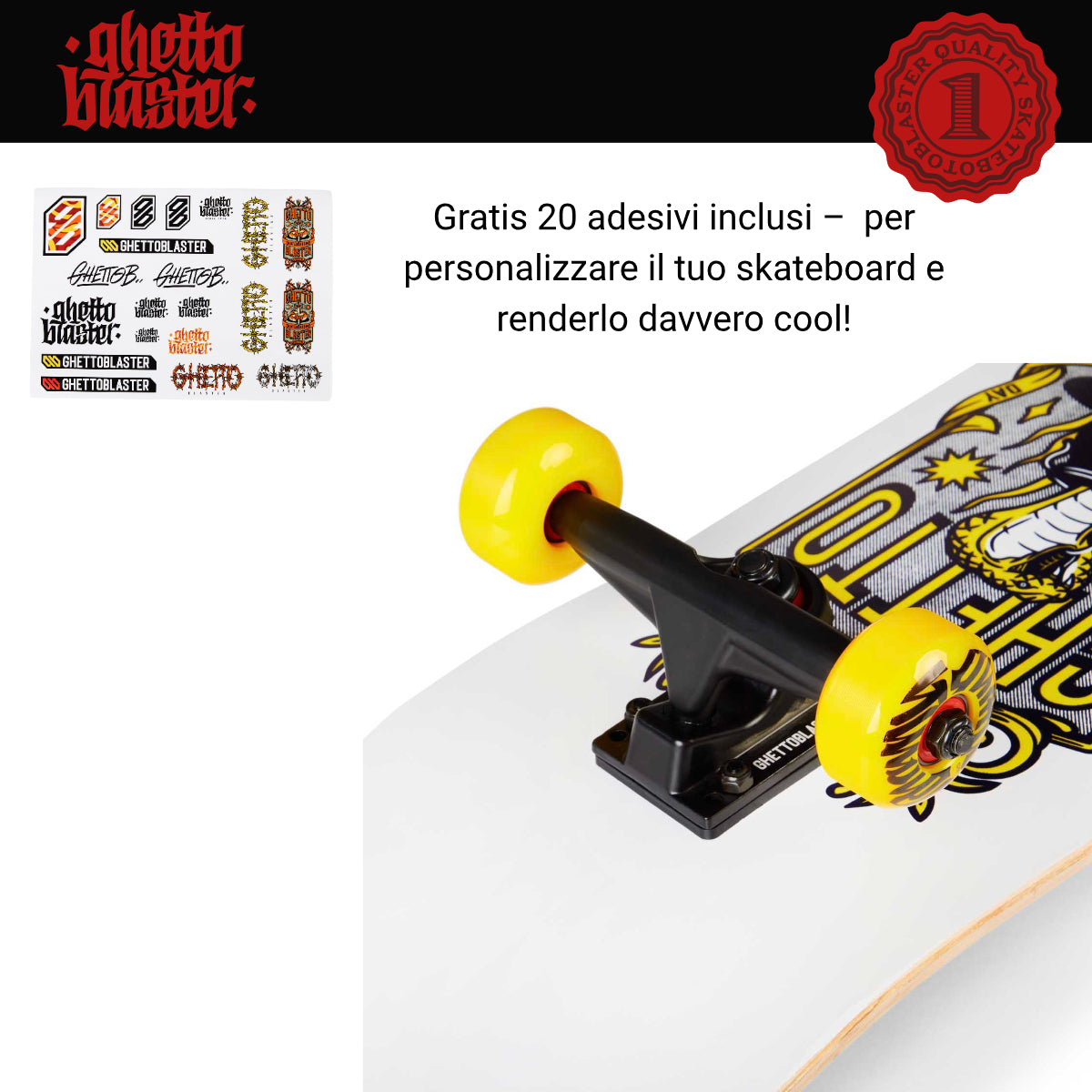 Skateboard Ghettoblaster per iniziare Kobra Yellow 8.0"