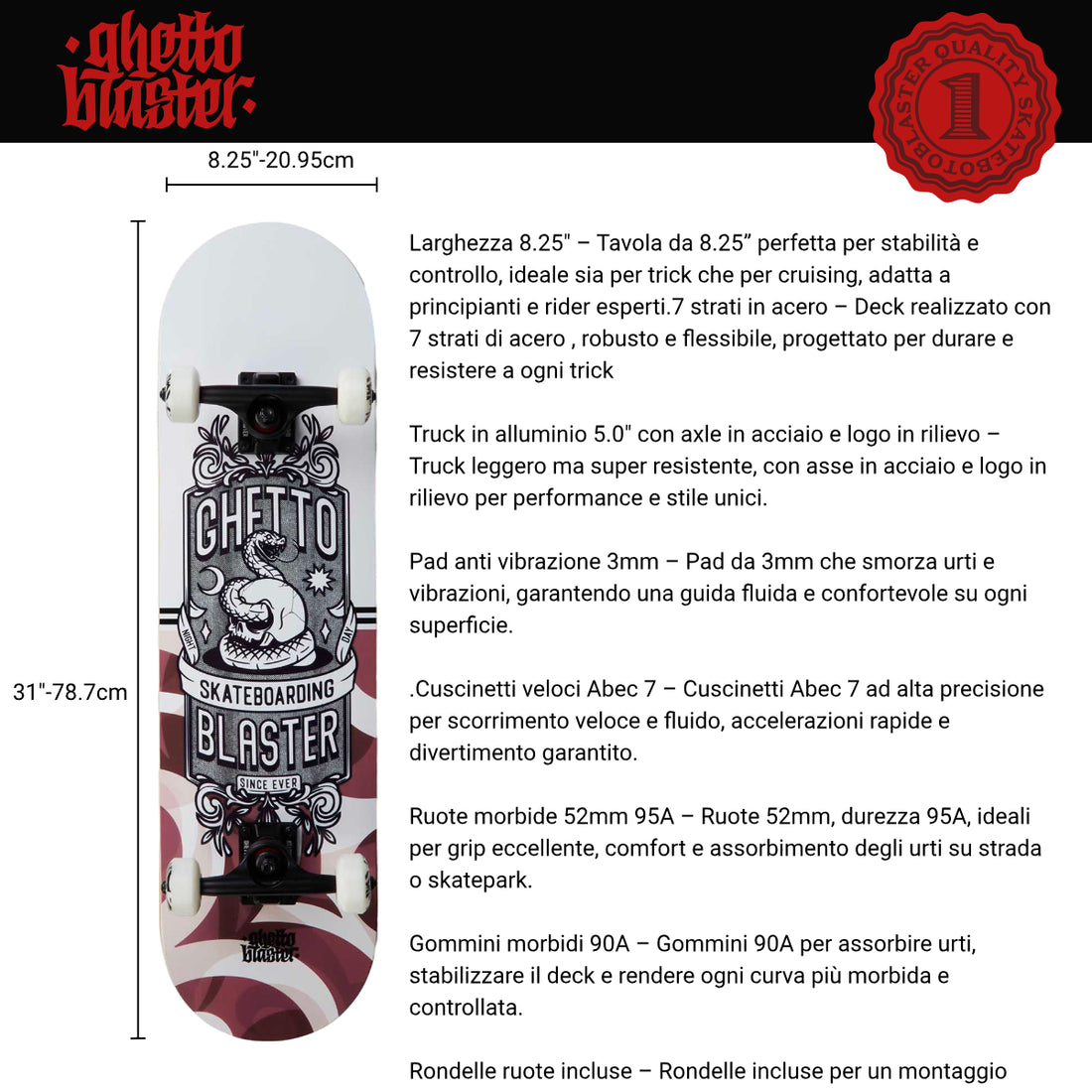 Skateboard Ghettoblaster per iniziare Multi 8.25"