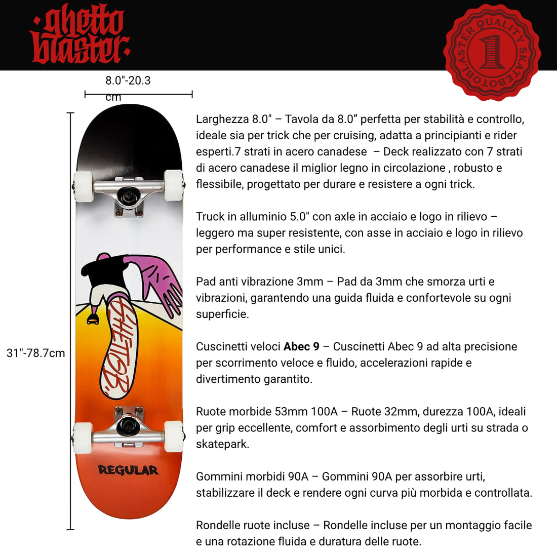 Skateboard Ghettoblaster per iniziare Push Regular 8.0"