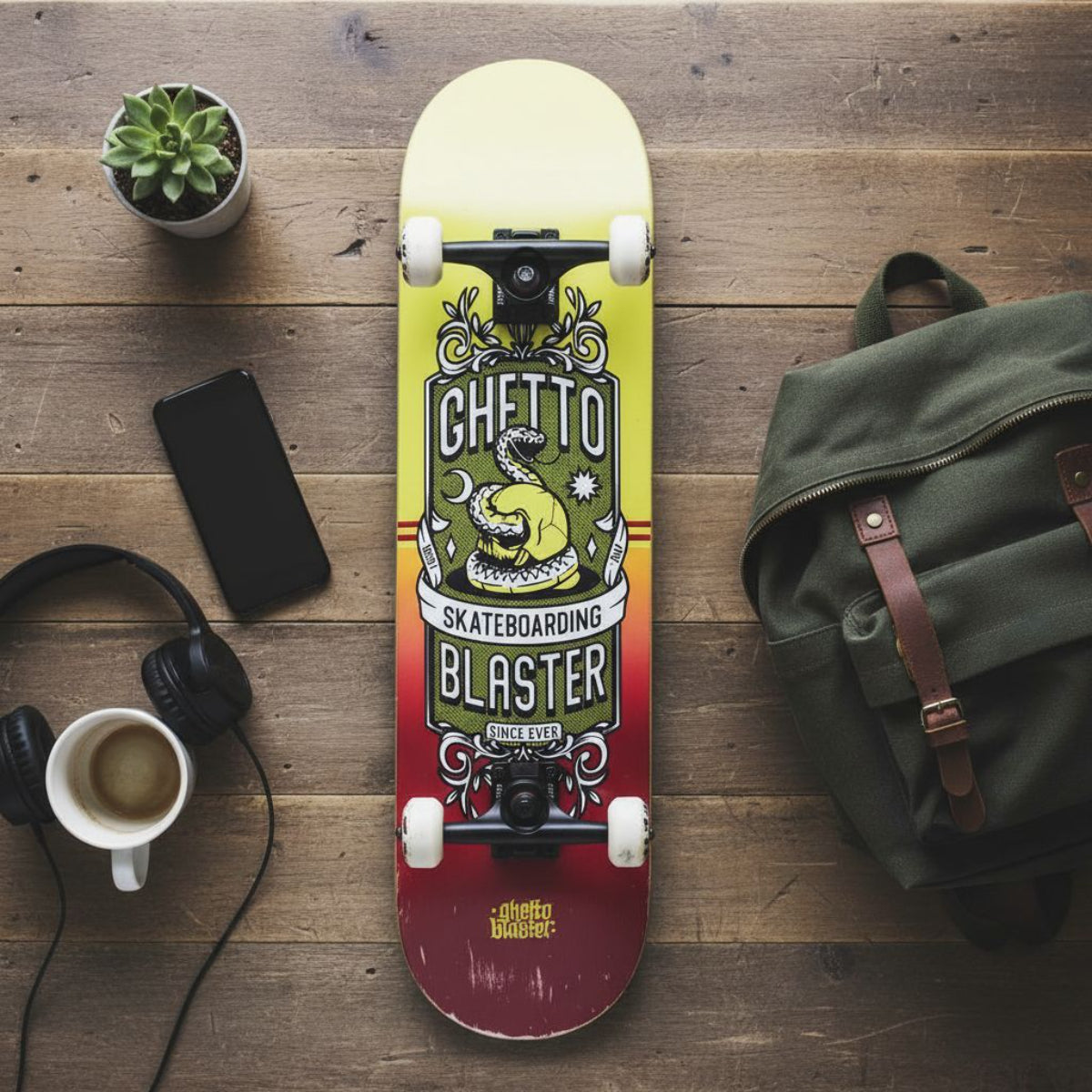 Skateboard Ghettoblaster per iniziare Skull Red Yellow 8.0"