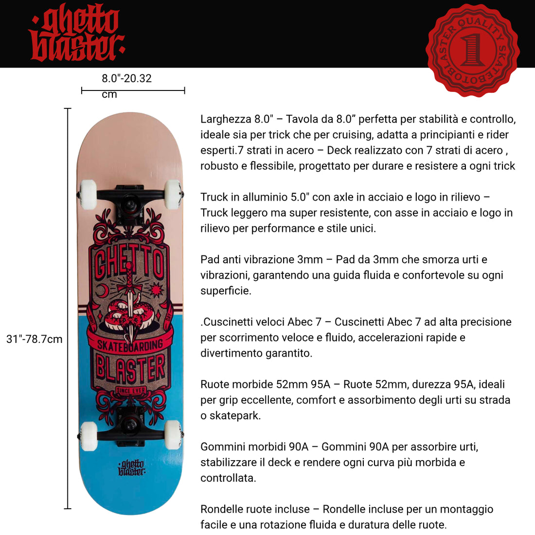 Skateboard Ghettoblaster per iniziare Sword Sand 8.0"