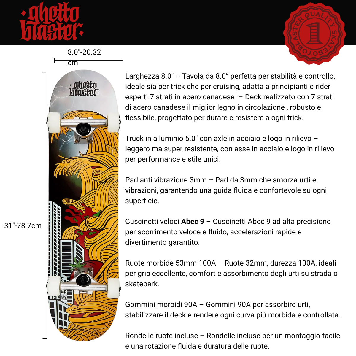 Skateboard Ghettoblaster per iniziare Tsunami Thuinder 8.0"