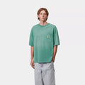 T-shirt Carhartt Hudson pocket chalk washed green