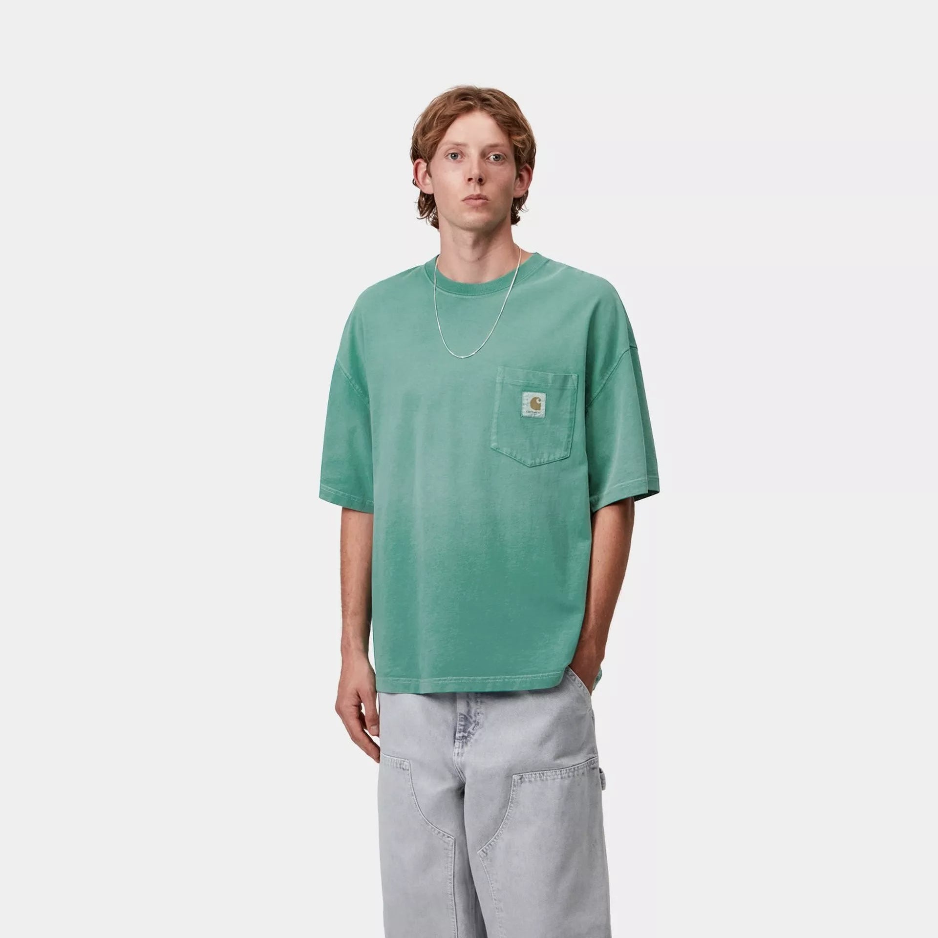 T-shirt Carhartt Hudson pocket chalk washed green