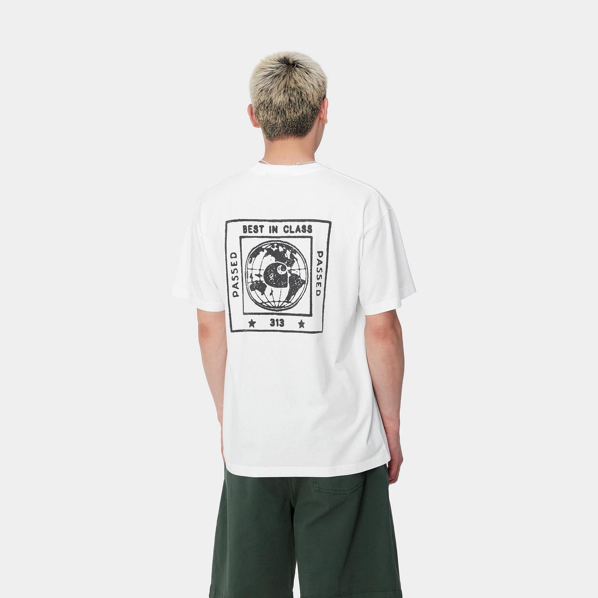T- shirt Carhartt Stamp white black stone washed
