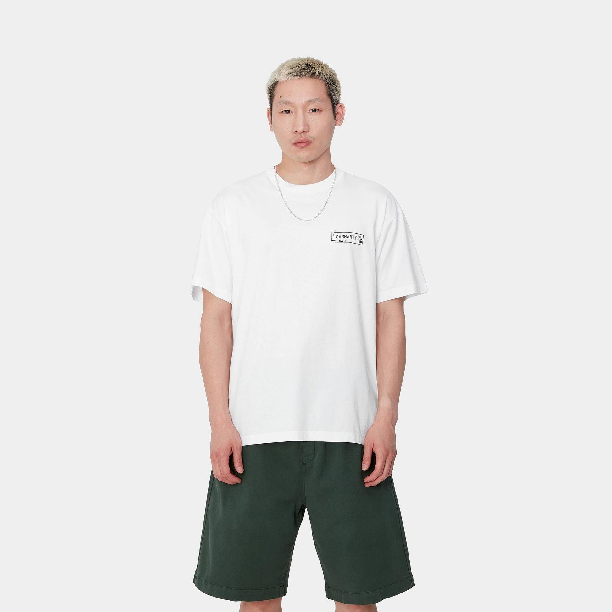 T- shirt Carhartt Stamp white black stone washed