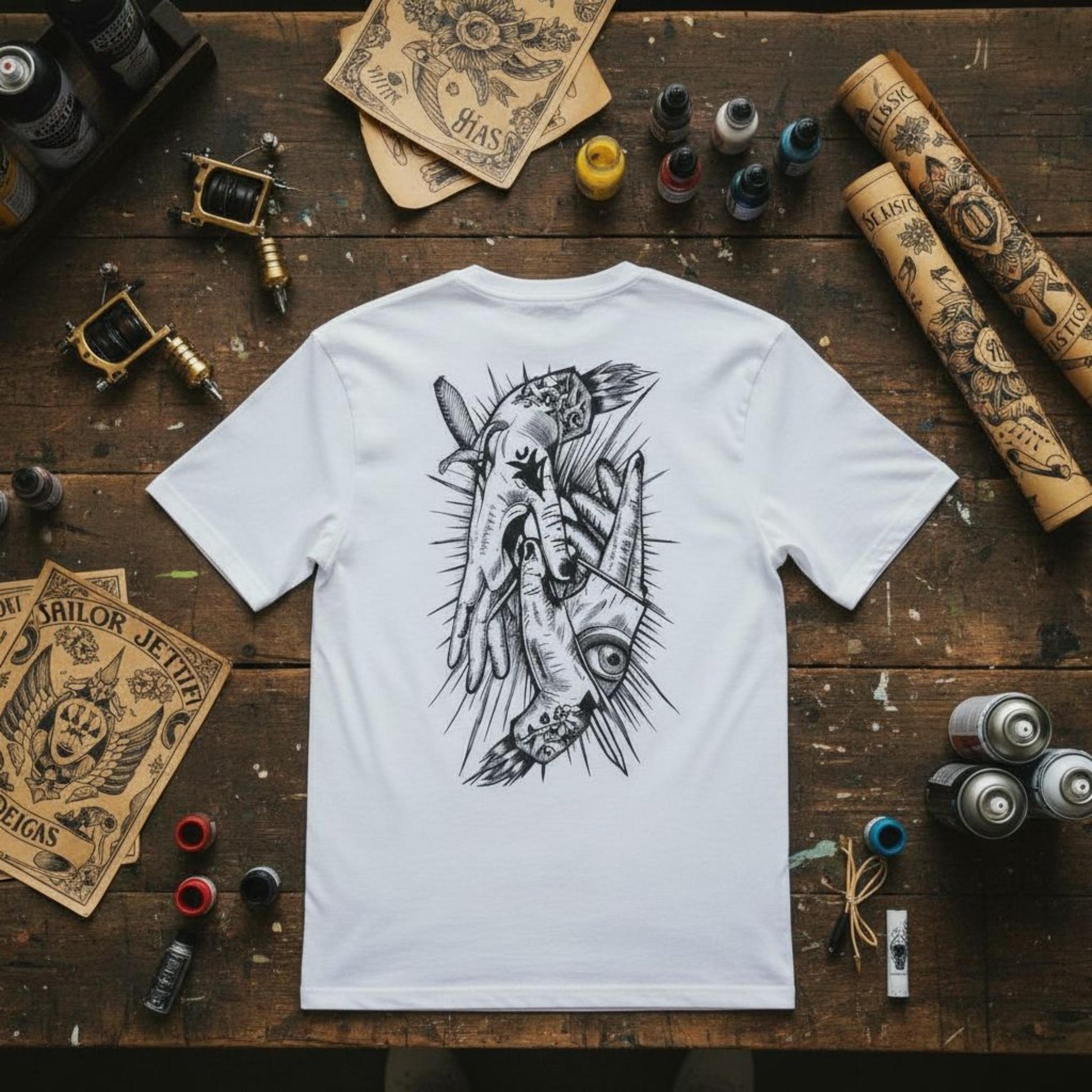T-shirt Ghettoblaster Hands white