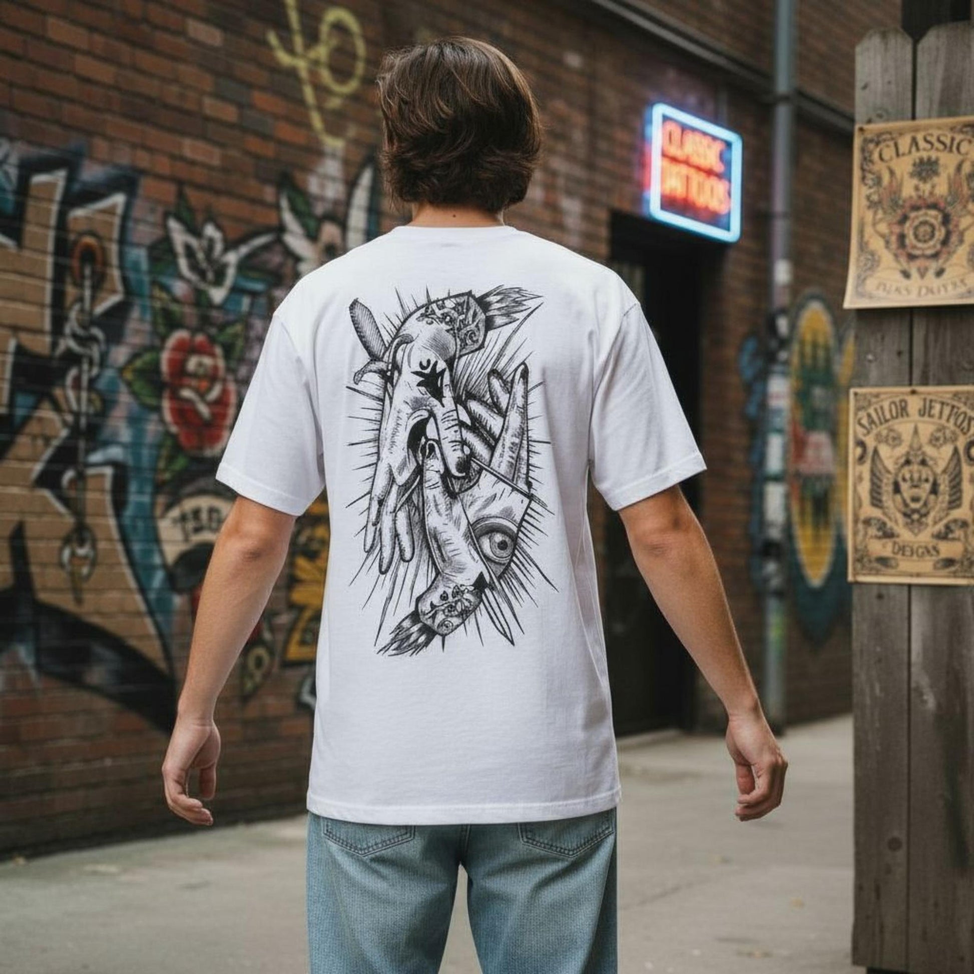 T-shirt Ghettoblaster Hands white