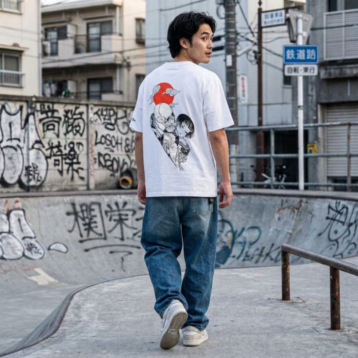 T-shirt Ghettoblaster Japan Death Love whi