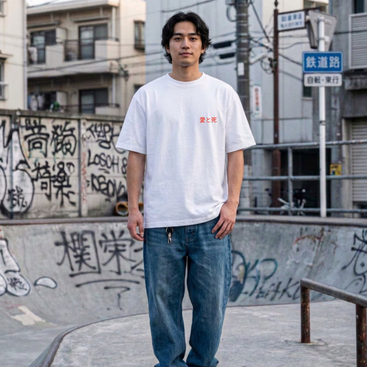 T-shirt Ghettoblaster Japan Death Love whi