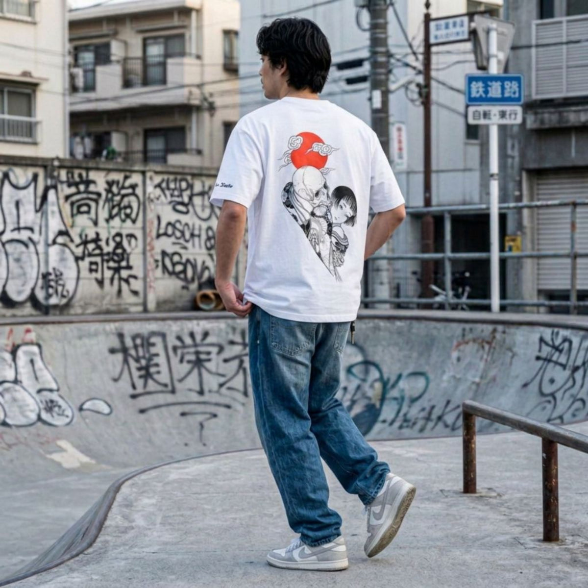 T-shirt Ghettoblaster Japan Death Love whi