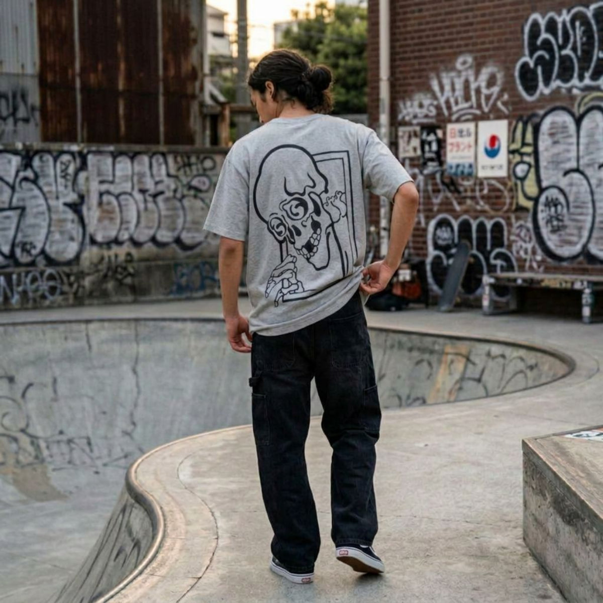 T-shirt Ghettoblaster Japan skeleton grey