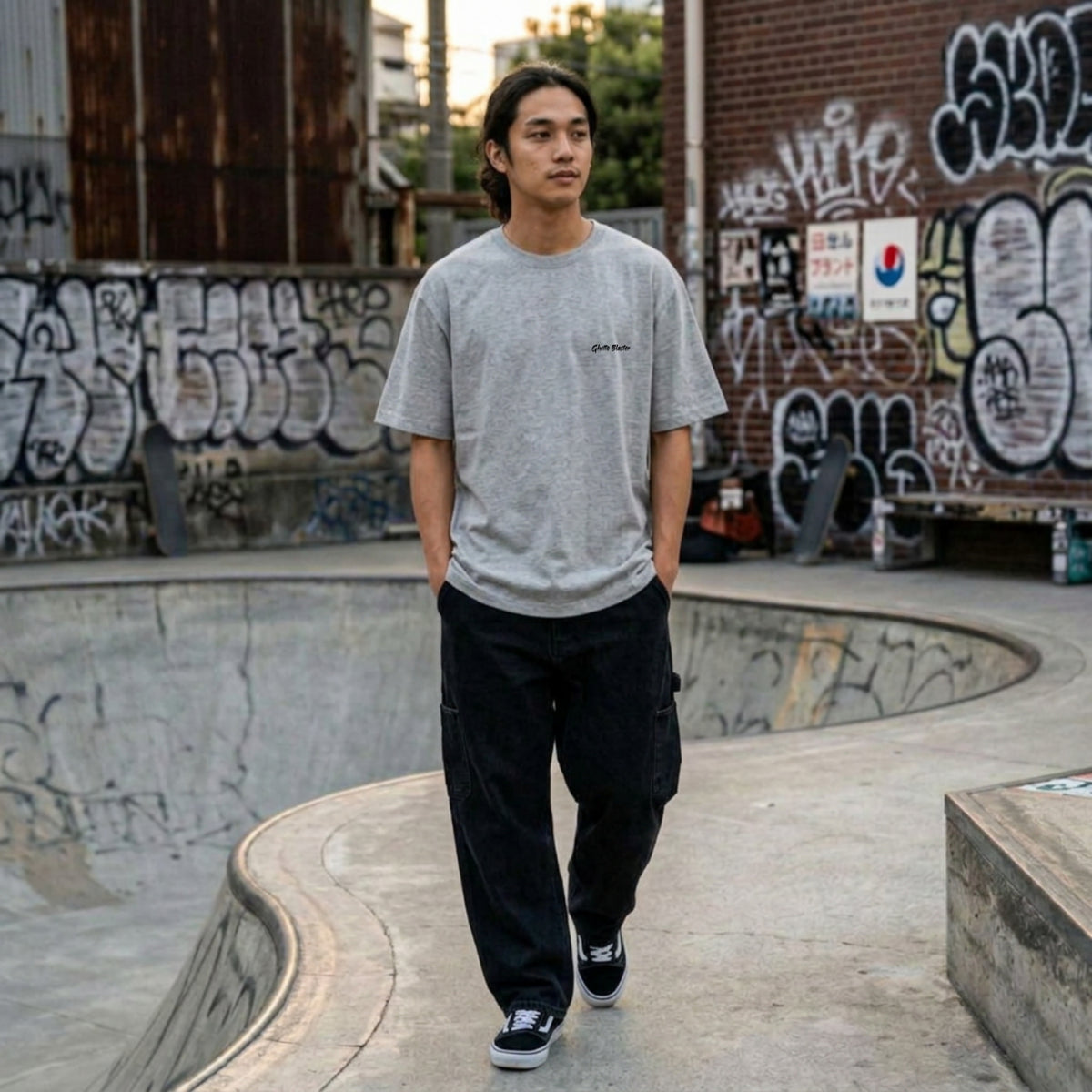 T-shirt Ghettoblaster Japan skeleton grey