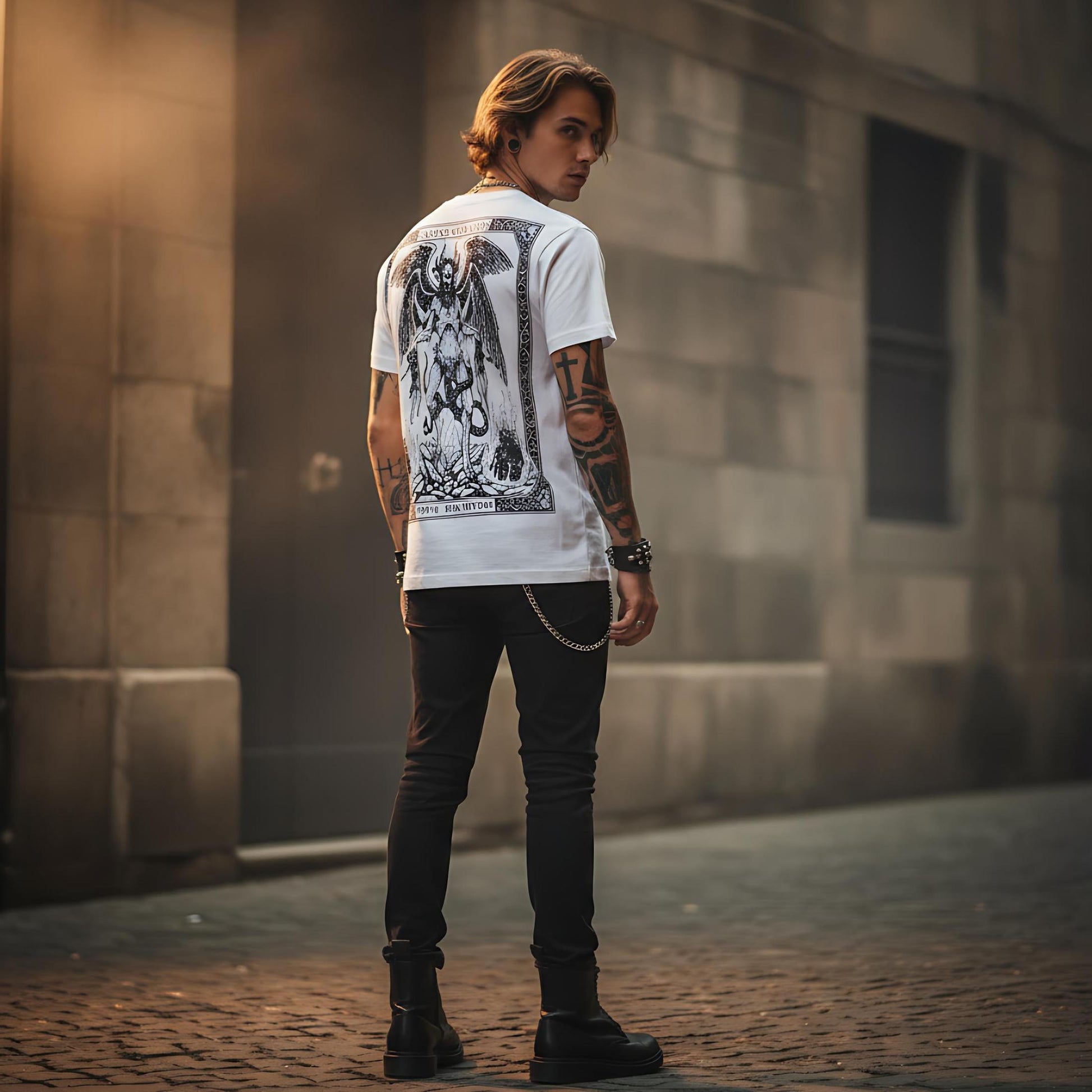 T-shirt Ghettoblaster Lucifer Inferno white