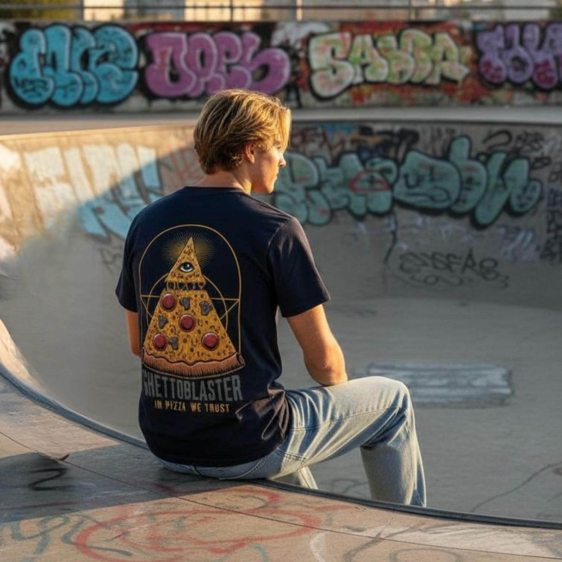 T-shirt Ghettoblaster Pizza navy