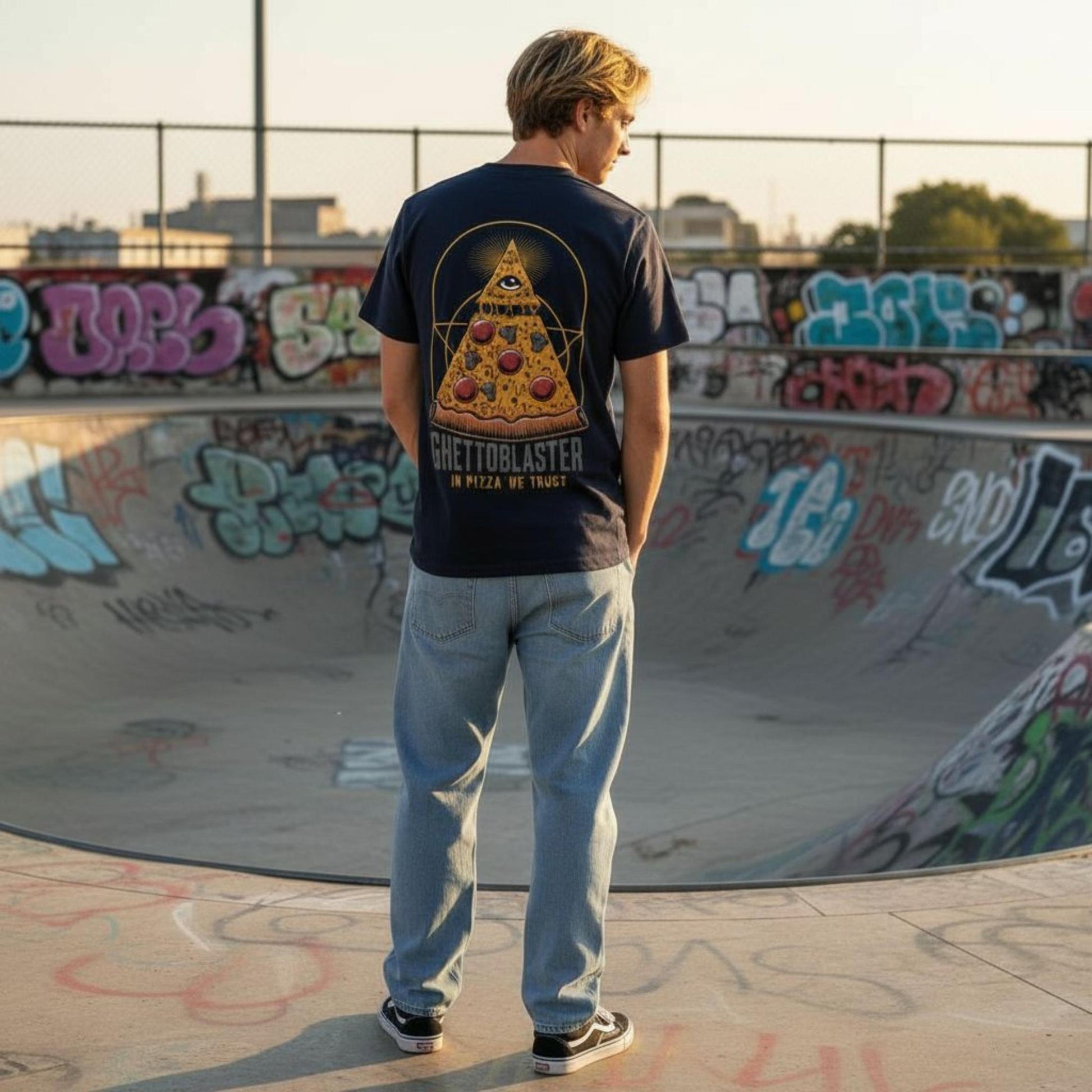 T-shirt Ghettoblaster Pizza navy