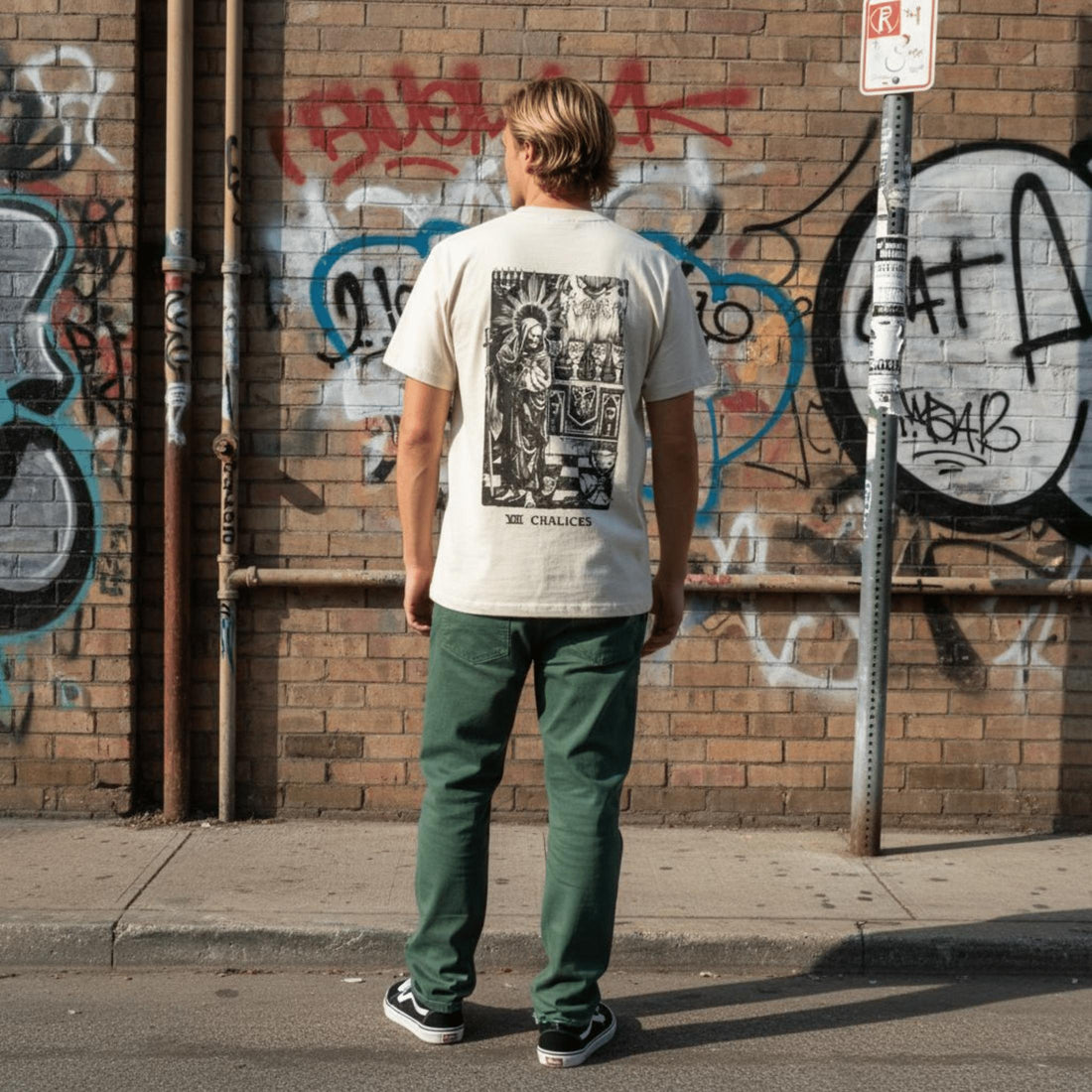 T-shirt Ghettoblaster Tarot Chalices off white