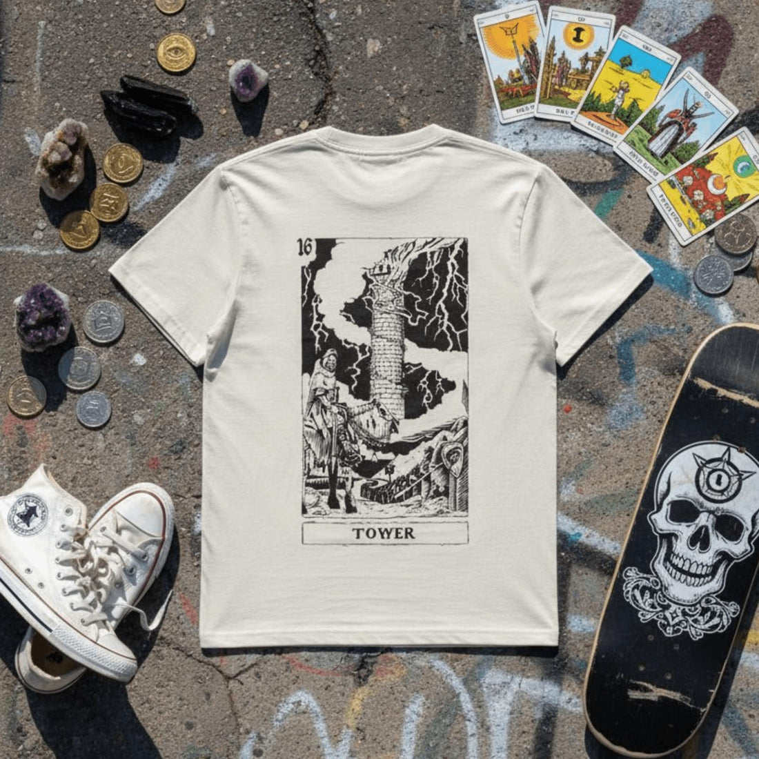 T-shirt Ghettoblaster Tarot Tower off white