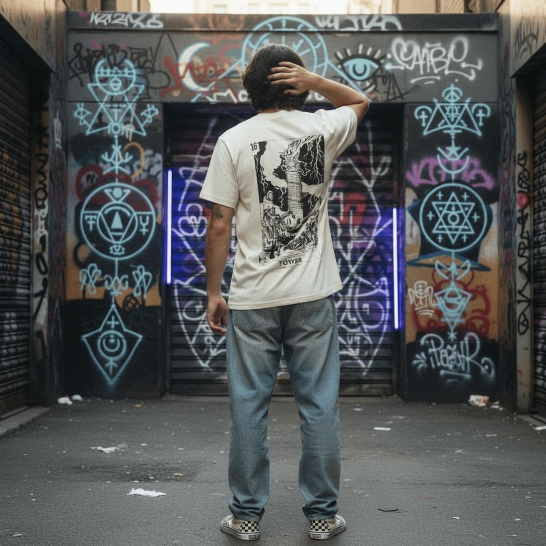 T-shirt Ghettoblaster Tarot Tower off white