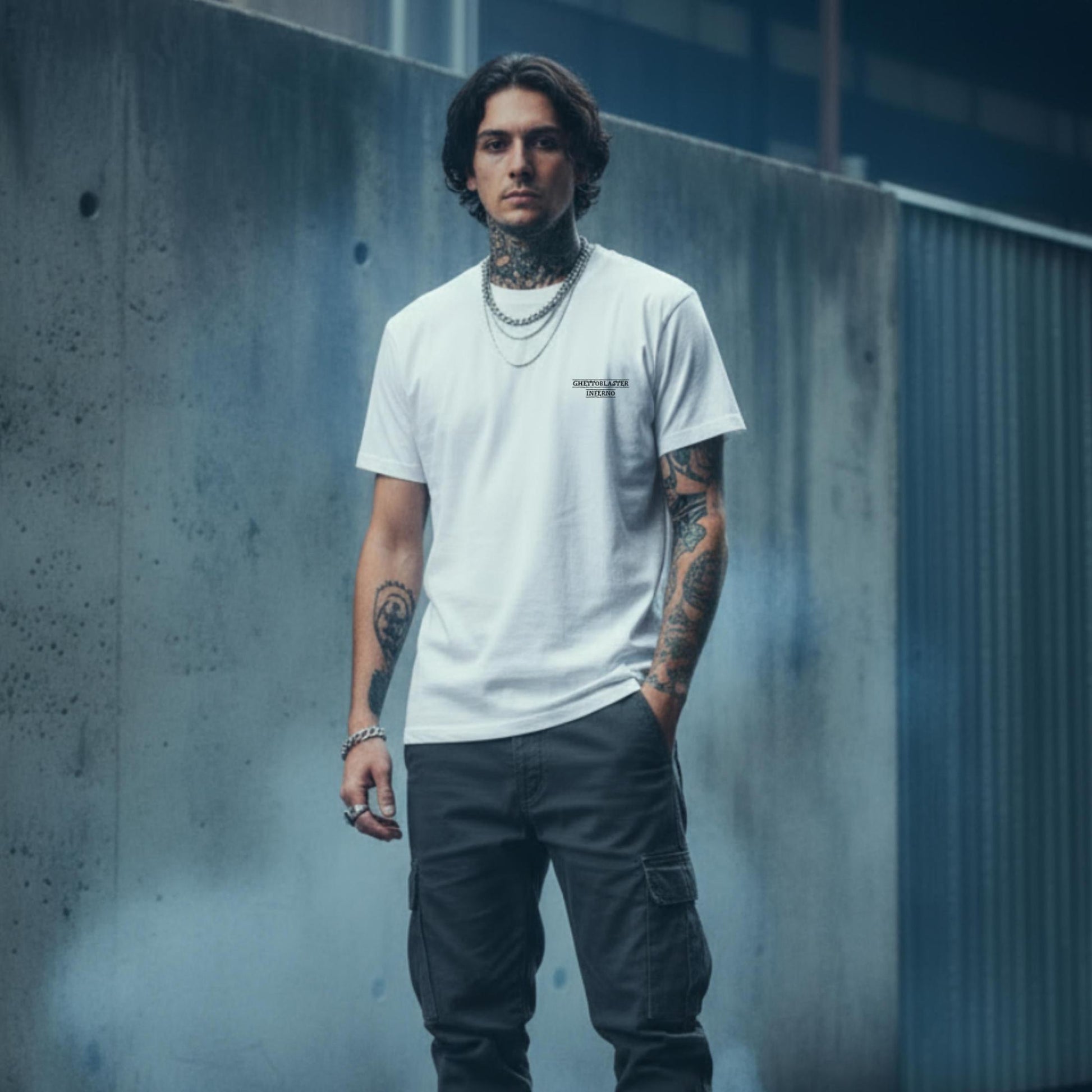 T-shirt Ghettoblaster Tenebris Veritas Inferno white