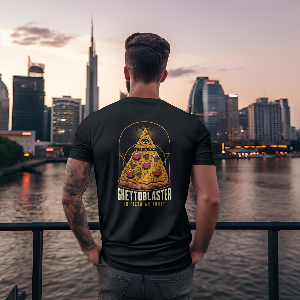 T-shirt unisex Ghettoblaster Pizza black