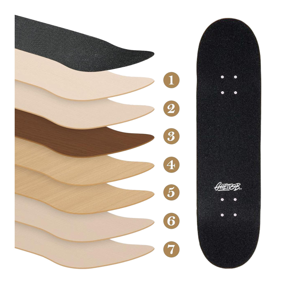 Tavola Skateboard Deck Ghettoblaster Pregripped Flame White 8.25"