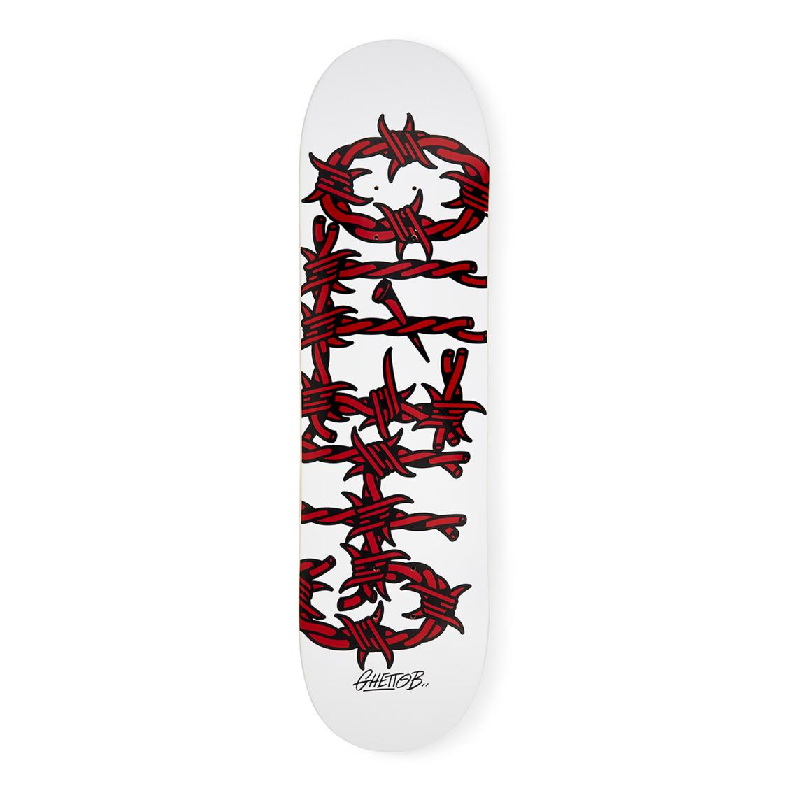 Tavola Skateboard Deck Ghettoblaster Pregripped Barded Wire Red 8.25"