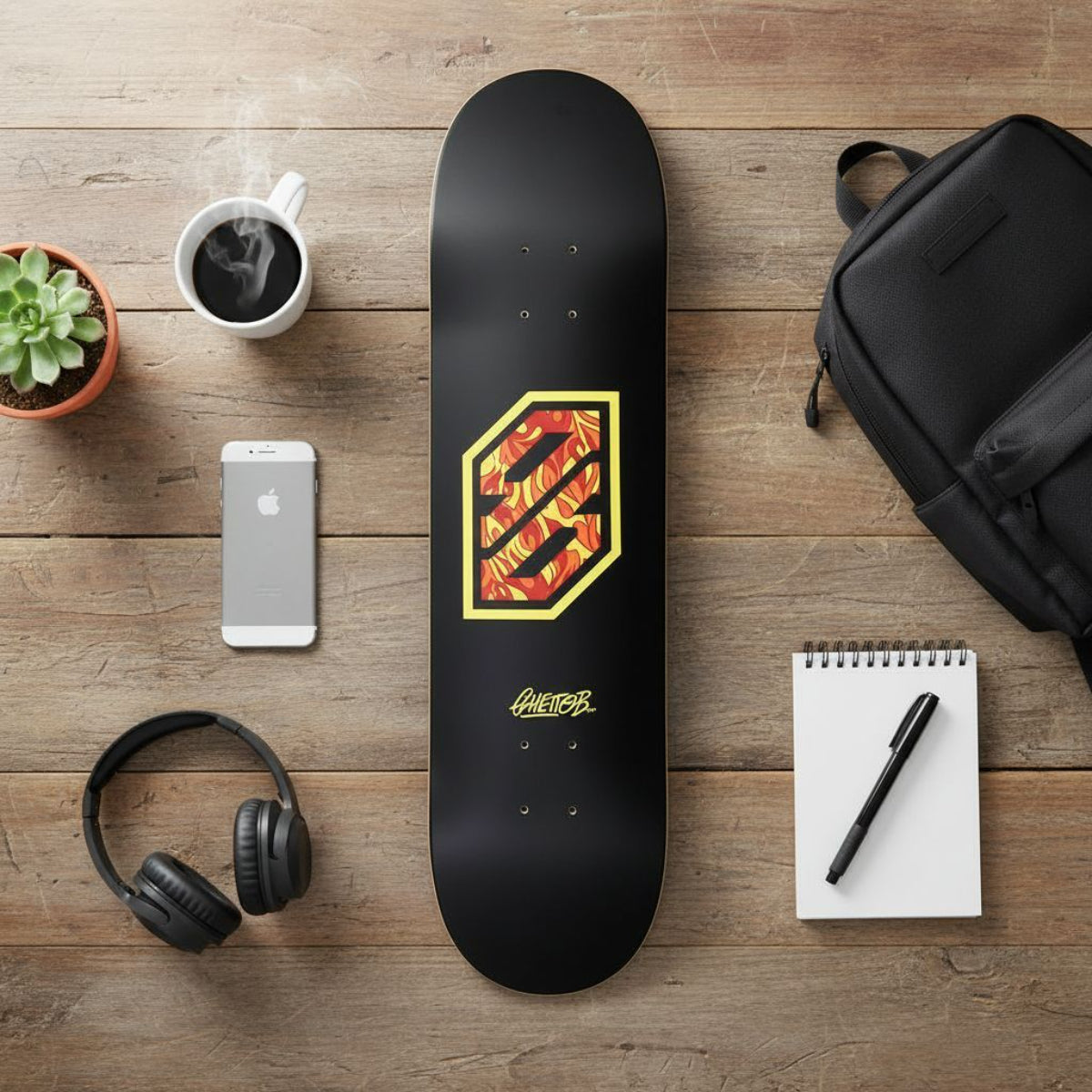 Tavola Skateboard Deck Ghettoblaster Pregripped Flame Yellow 8.125"