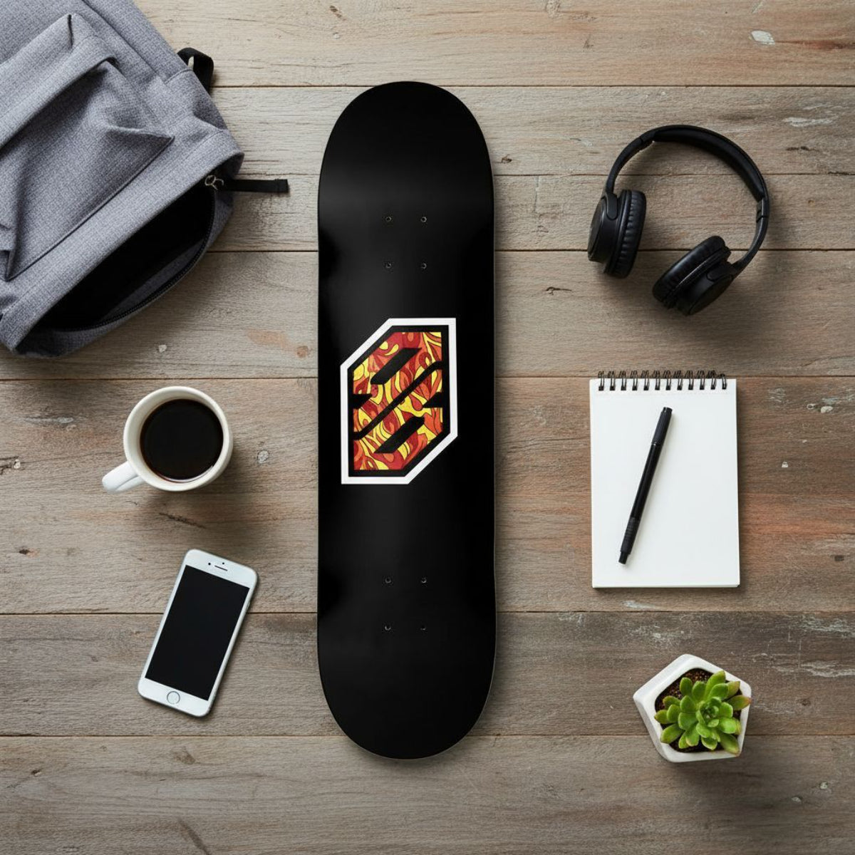 Tavola Skateboard Deck Ghettoblaster Pregripped Flame White 8.25"